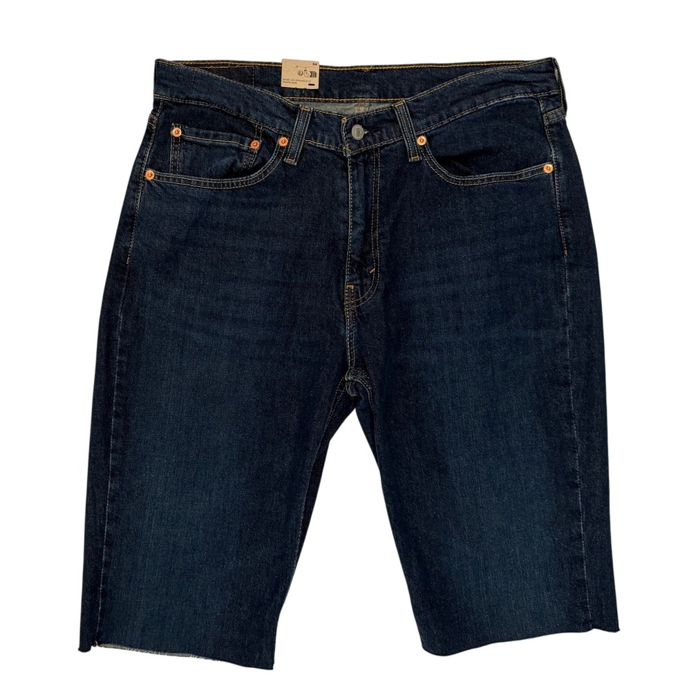 Levi's 511 Cut Off Shorts Mens 34 Blue NWT Slim Fit Denim Factory Raw Hem - Picture 4 of 7